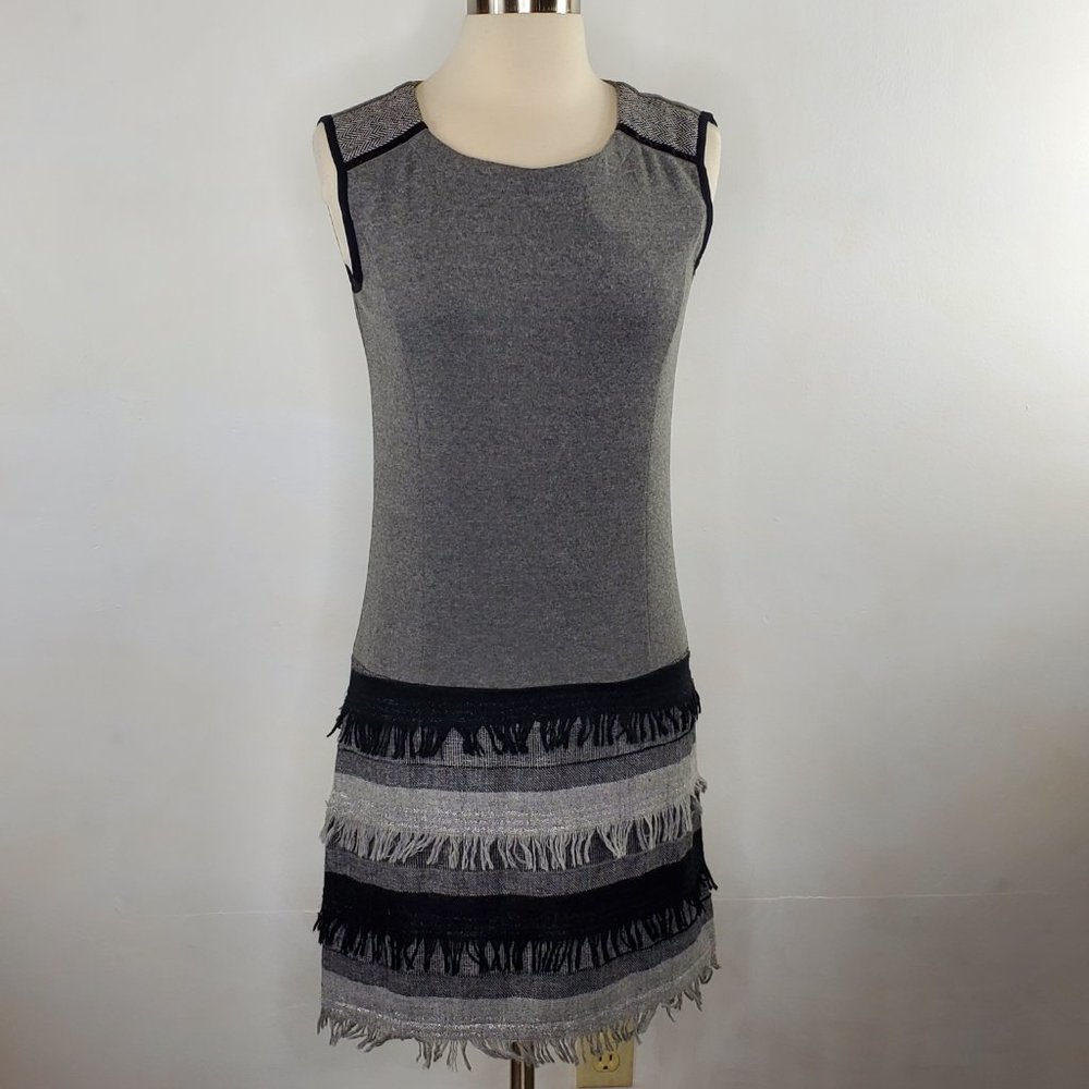 CUSTO BARCELONA Wool Blend Grey Shift Dress 4 NWT
